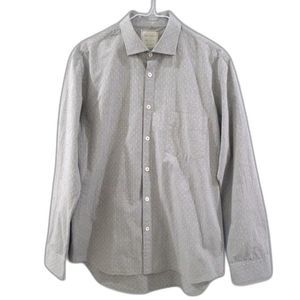 Billy Reid Standard Cut Long Sleeve Button Down Shirt - Gray/Diamond Print M